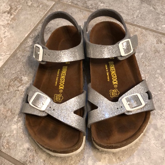 girls silver birkenstocks